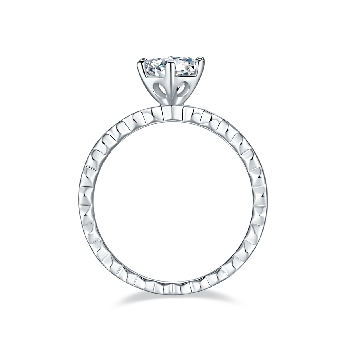 Straight arm micro inlaid Shangmei Honeycomb S925 silver plated platinum Moissanite women's ring 1 carat D-grade